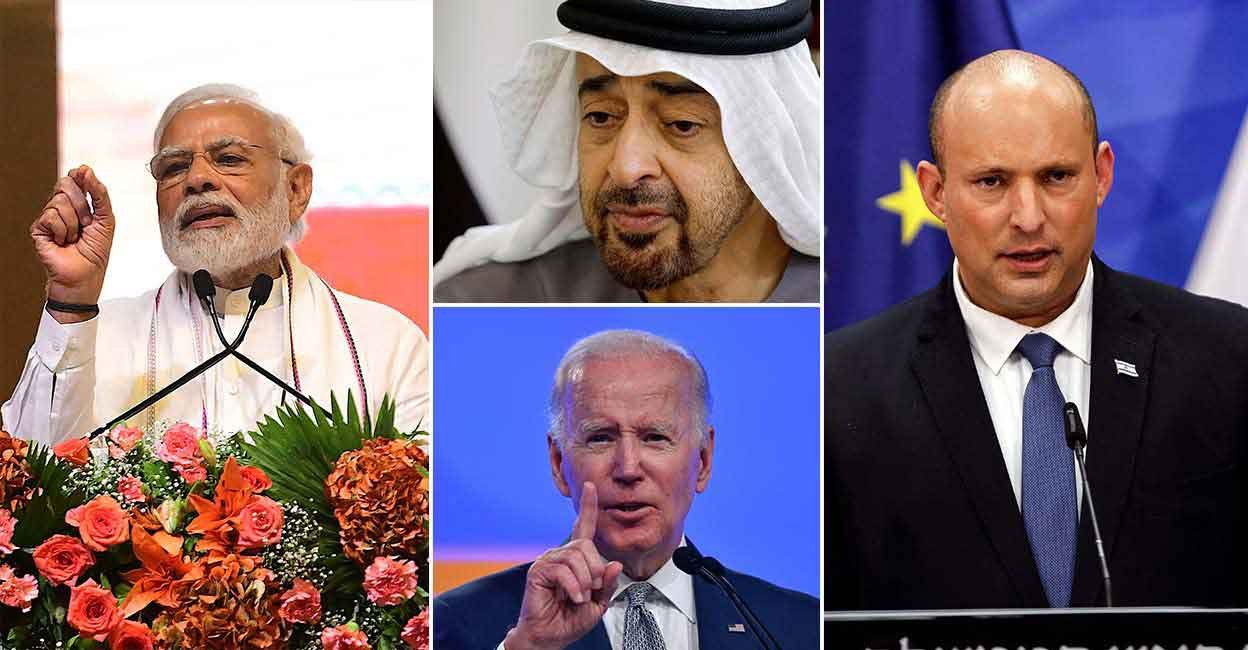 Narendra Modi, Mohammed bin Zayed Al Nahyan, Joe Biden, Naftali