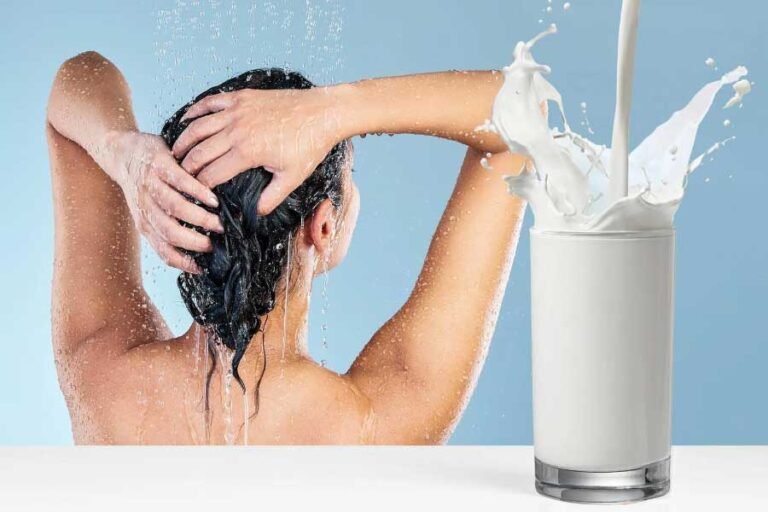 महंगे कंडीशनर के बिना चमकदार बाल पाने के लिए शैम्पू करने के बाद अपने बालों को दूध से धोएं।
